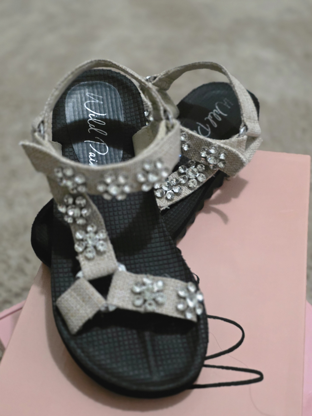 Wild Pair Cream Jeweled Strappy Sport Sandals for Women